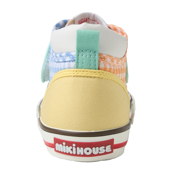 【日本製】MIKI HOUSE 粉彩格仔布兒童鞋 多色拼色 帆布 送禮