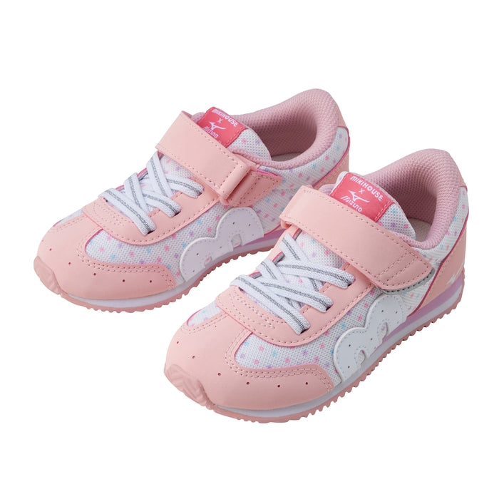 MIKI HOUSE × MIZUNO 聯乘兒童波鞋 圓點花花款 腳趾步行鞋墊 魔術貼童鞋