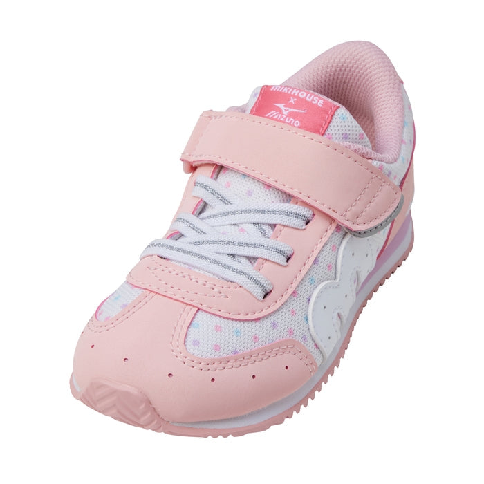 MIKI HOUSE × MIZUNO 聯乘兒童波鞋 圓點花花款 腳趾步行鞋墊 魔術貼童鞋