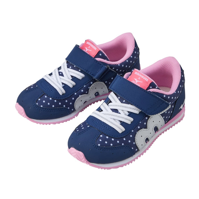 MIKI HOUSE × MIZUNO 聯乘兒童波鞋 圓點花花款 腳趾步行鞋墊 魔術貼童鞋
