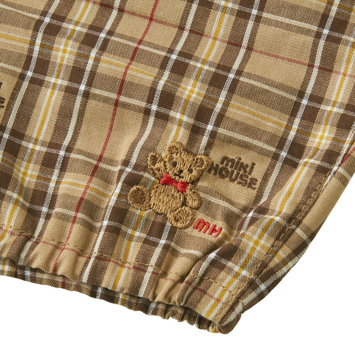 【日本製】MIKI HOUSE 小熊刺繡 MIKI HOUSE格紋 嬰兒燈籠褲 均碼 2色