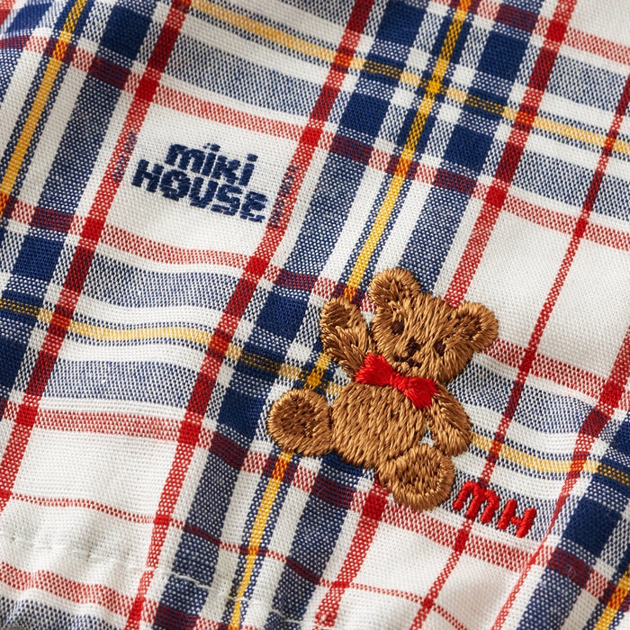 【日本製】MIKI HOUSE 小熊刺繡 MIKI HOUSE格紋 嬰兒燈籠褲 均碼 2色
