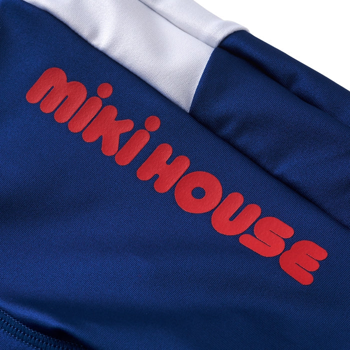 【日本製】MIKI HOUSE 直Logo 運動風 5分泳褲 UV CUT 深藍色