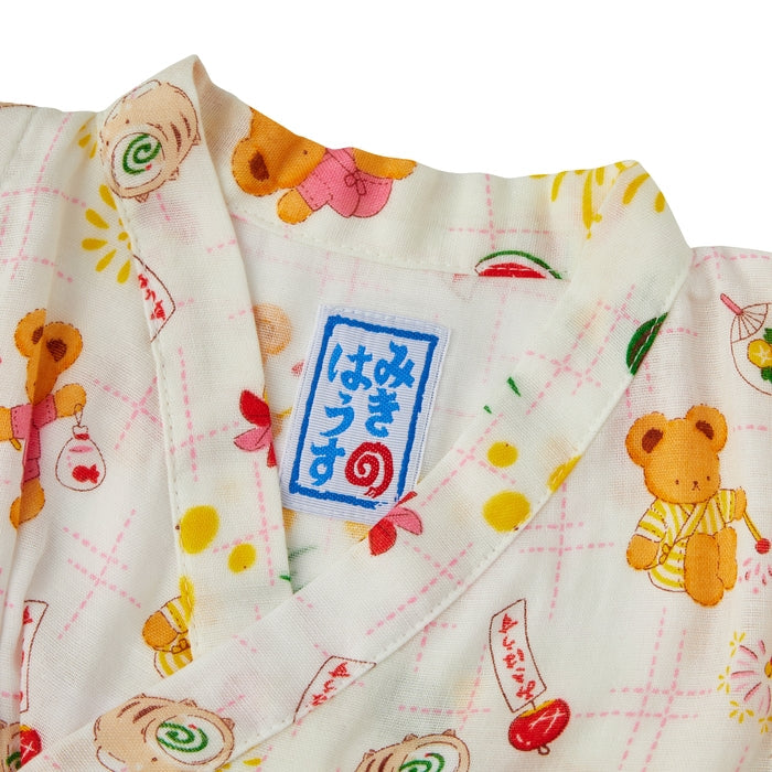 【日本製】MIKI HOUSE 日本夏日 小熊圖案 嬰兒甚平連身衣 雙層紗布 2色