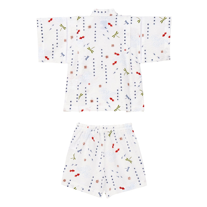 【日本製】MIKI HOUSE 金魚 蜻蜓 和柄 甚平套裝 泡泡縐布 夏日祭典 2色