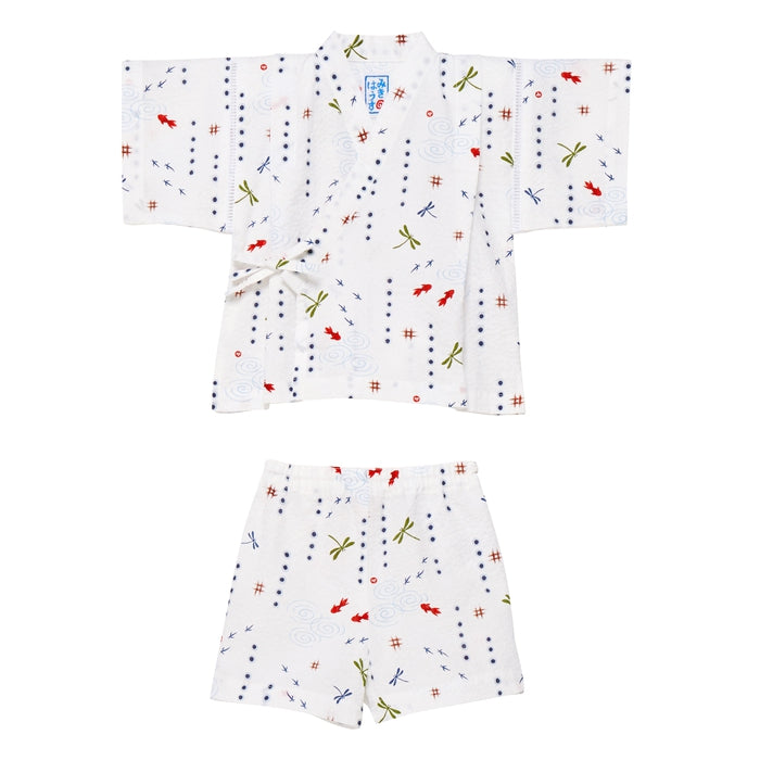 【日本製】MIKI HOUSE 金魚 蜻蜓 和柄 甚平套裝 泡泡縐布 夏日祭典 2色