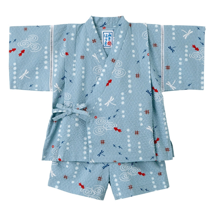 【日本製】MIKI HOUSE 金魚 蜻蜓 和柄 甚平套裝 泡泡縐布 夏日祭典 2色