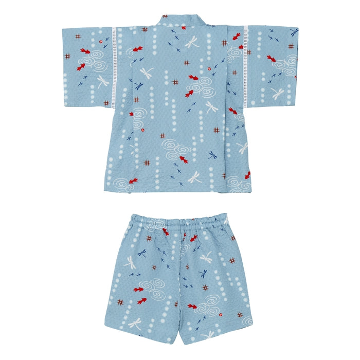 【日本製】MIKI HOUSE 金魚 蜻蜓 和柄 甚平套裝 泡泡縐布 夏日祭典 2色
