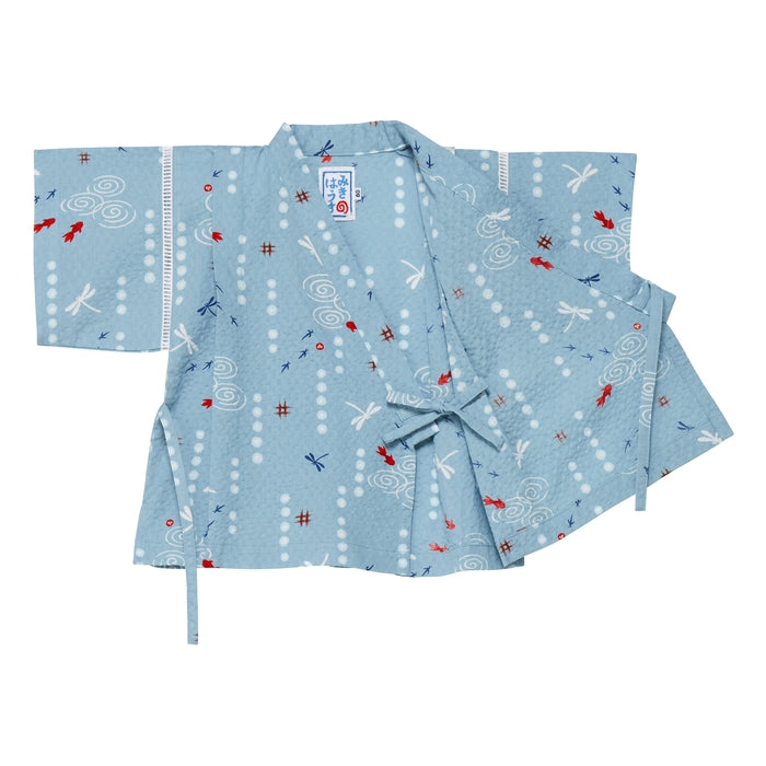 【日本製】MIKI HOUSE 金魚 蜻蜓 和柄 甚平套裝 泡泡縐布 夏日祭典 2色