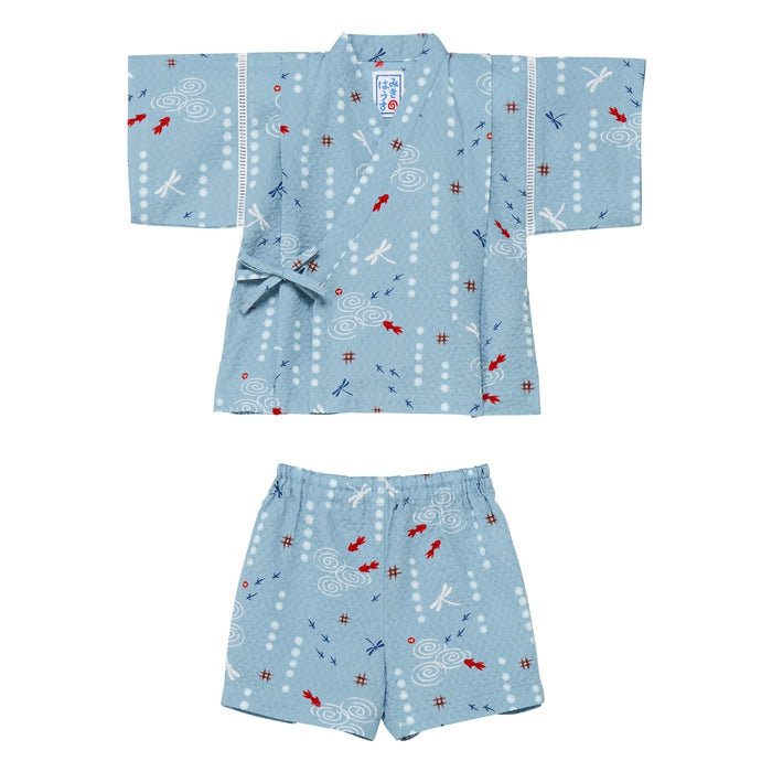 【日本製】MIKI HOUSE 金魚 蜻蜓 和柄 甚平套裝 泡泡縐布 夏日祭典 2色