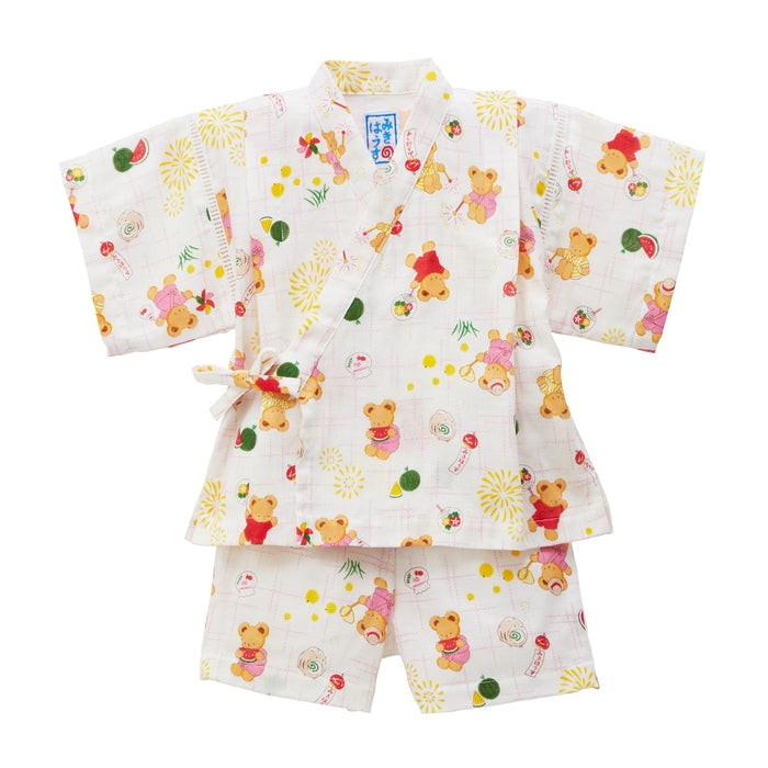 【日本製】MIKI HOUSE 日本夏日 小熊圖案 甚平套裝 雙層紗布 2色