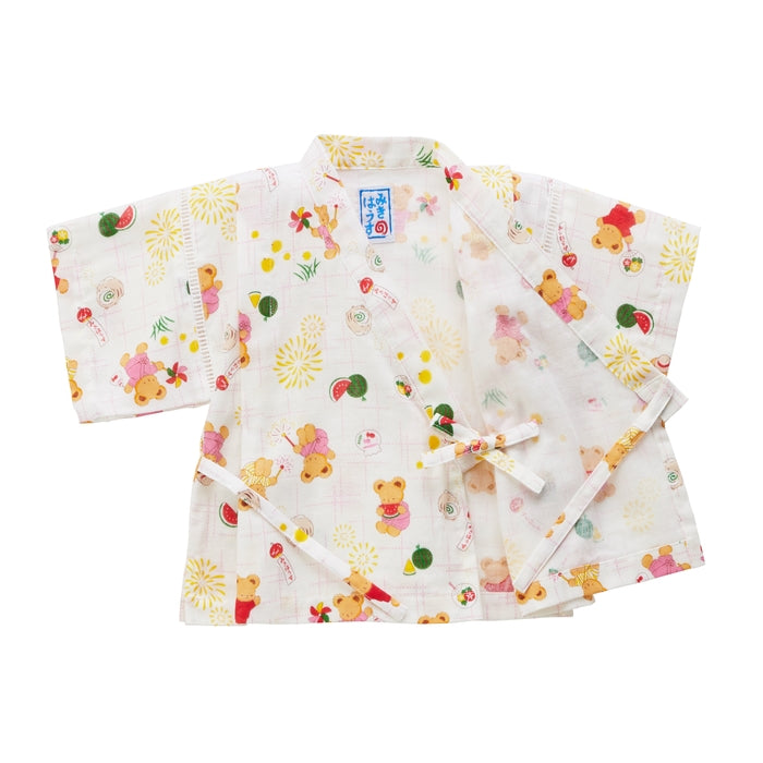 【日本製】MIKI HOUSE 日本夏日 小熊圖案 甚平套裝 雙層紗布 2色