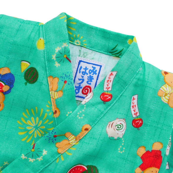 【日本製】MIKI HOUSE 日本夏日 小熊圖案 甚平套裝 雙層紗布 2色