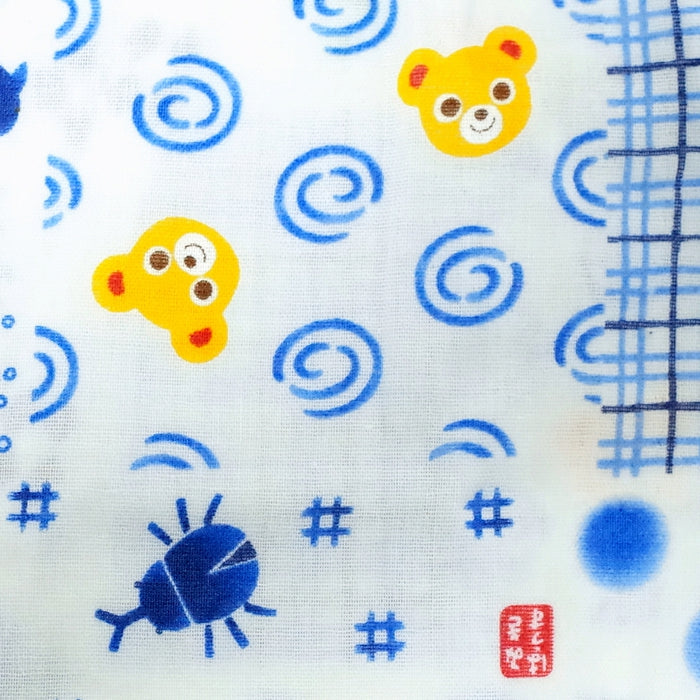 【日本製】MIKI HOUSE 拼布圖案 Puchi 嬰兒甚平連身衣 雙層紗布 白色