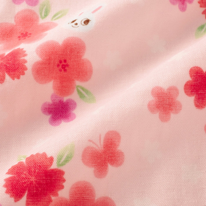 【日本製】MIKI HOUSE 花花 Usako 嬰兒甚平連身衣 雙層紗布 粉紅色