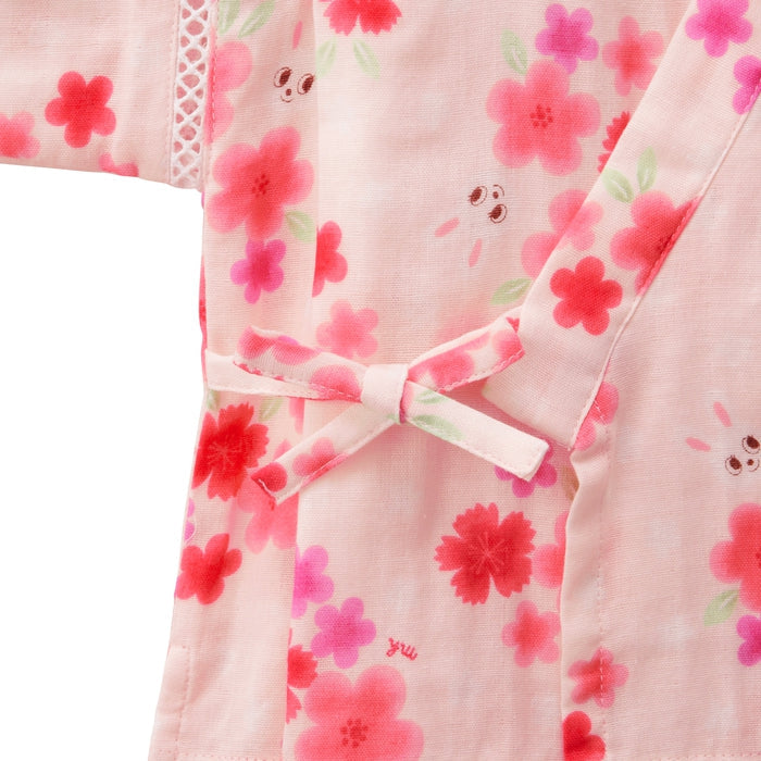 【日本製】MIKI HOUSE 花花 Usako 甚平套裝 雙層紗布 粉紅色