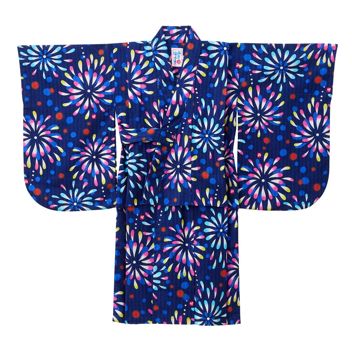 【日本製】MIKI HOUSE 煙花圖案 女童浴衣 紅梅織 可修改長度 2色