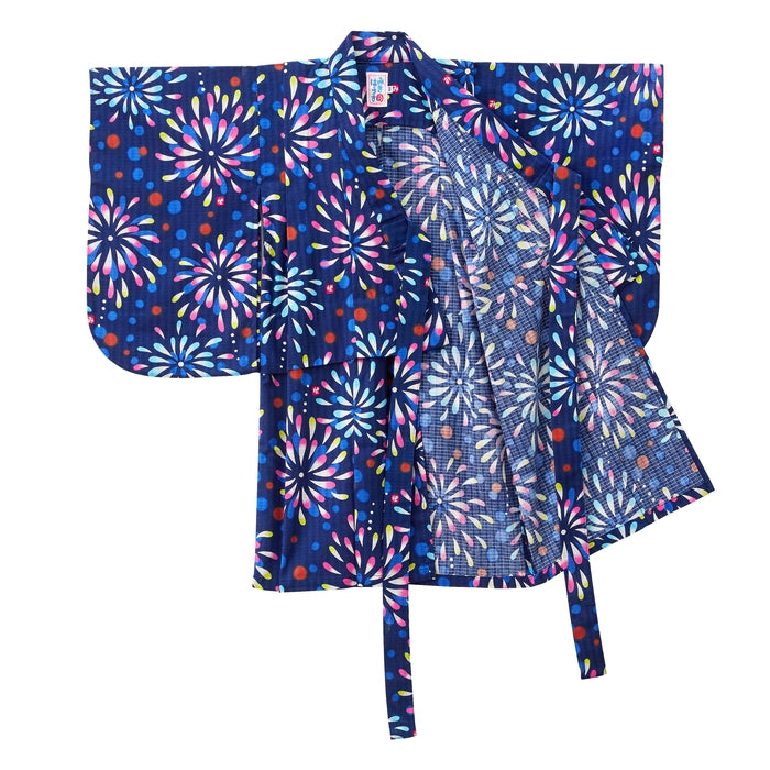 【日本製】MIKI HOUSE 煙花圖案 女童浴衣 紅梅織 可修改長度 2色