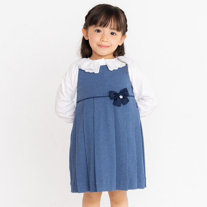 MIKI HOUSE 蕾絲腰 蝴蝶結 花飾 背心裙 女童