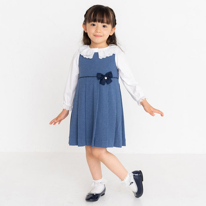 MIKI HOUSE 蕾絲腰 蝴蝶結 花飾 背心裙 女童