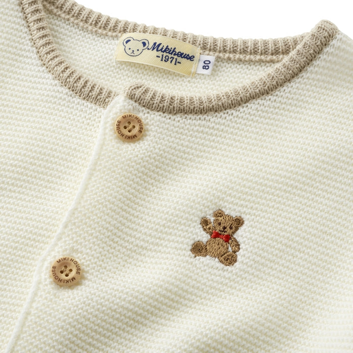 【日本製】MIKI HOUSE 小熊刺繡 針織開胸冷衫 兒童外套 3色
