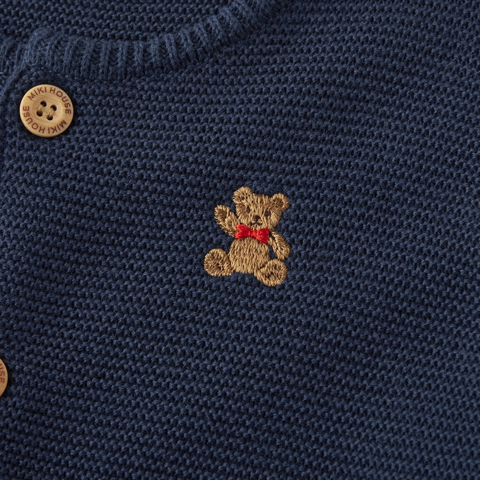 【日本製】MIKI HOUSE 小熊刺繡 針織開胸冷衫 兒童外套 3色