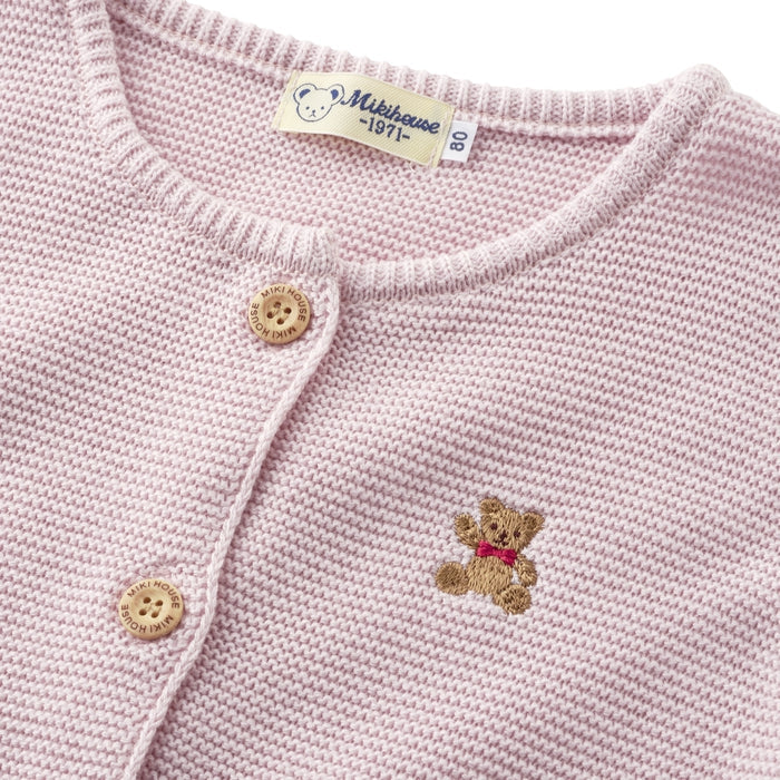 【日本製】MIKI HOUSE 小熊刺繡 針織開胸冷衫 兒童外套 3色