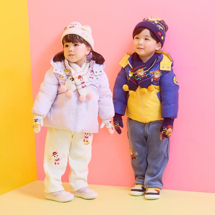 MIKI HOUSE 音樂隊系列 五線譜 毛毛球 兒童頸巾 背面固定環 冬季保暖 2色
