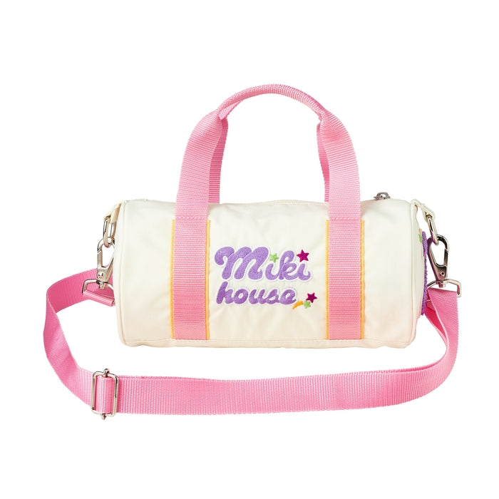 MIKI HOUSE Pucchi Usako 運動系列 尼龍圓筒斜揹袋 相良刺繡徽章 2WAY 可拆肩帶 2色