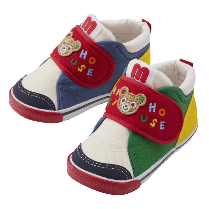 【日本製】MIKI HOUSE Pucchi小熊 織章第二階段學行鞋 丹寧／帆布 幼兒BB鞋 生日送禮