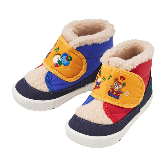 【日本製】MIKI HOUSE Petit Usa 音樂隊刺繡 仿羊羔絨 學行鞋 第二階段 冬季保暖BB鞋