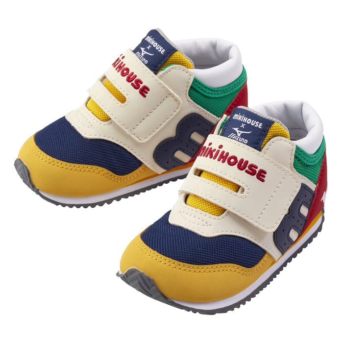MIKI HOUSE × MIZUNO 聯乘第二階段學行鞋 全新版本 腳趾步行鞋墊 寬魔術貼 環保物料