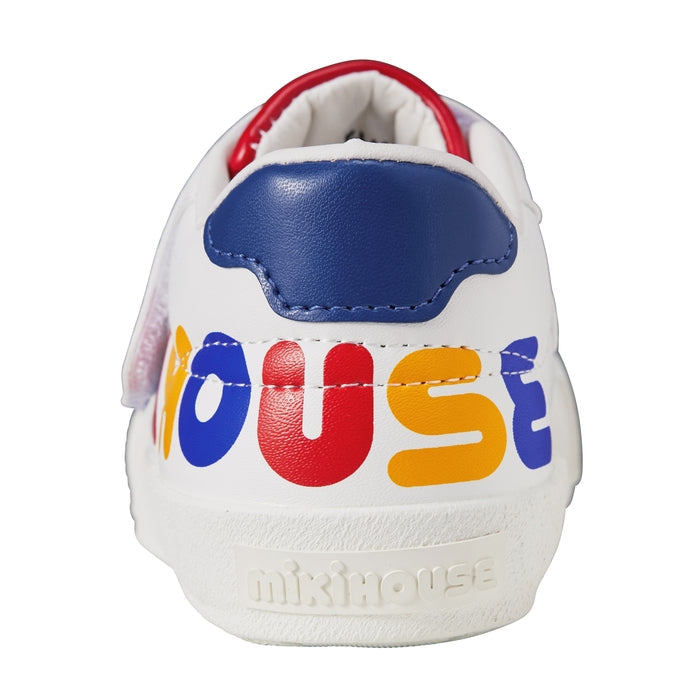 【日本製】MIKI HOUSE 彩色大Logo白色兒童鞋 合成皮革 魔術貼 橡膠鞋底