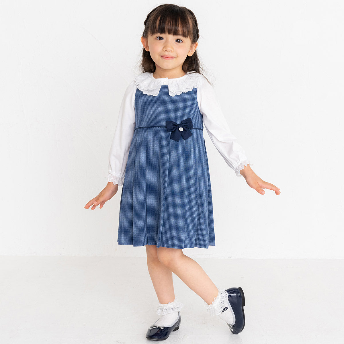 【日本製】MIKI HOUSE 漆皮風腳踝帶女童鞋 mh刺繡Logo 外出鞋 派對鞋