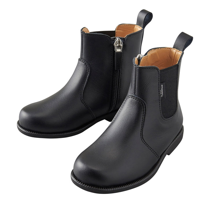 【日本製】MIKI HOUSE 兒童牛皮側橡筋短靴 Chelsea Boots 內側拉鏈 真皮童靴