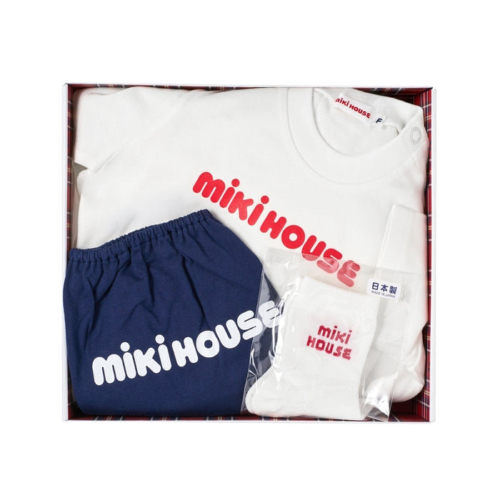【日本製】MIKI HOUSE 復古 Logo 短袖T恤、燈籠褲及襪套裝禮盒 4色