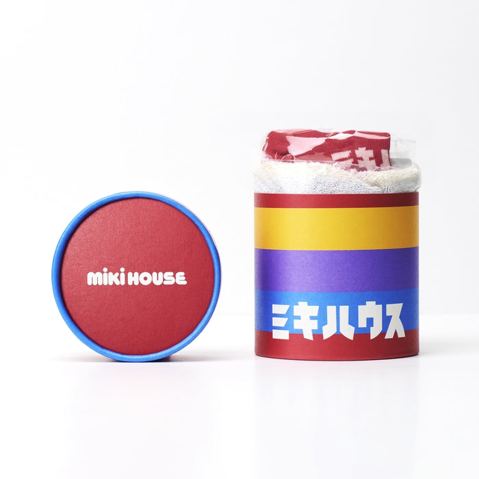 【日本製】MIKI HOUSE Logo 襪及小毛巾套裝（附筒形禮盒） 3色