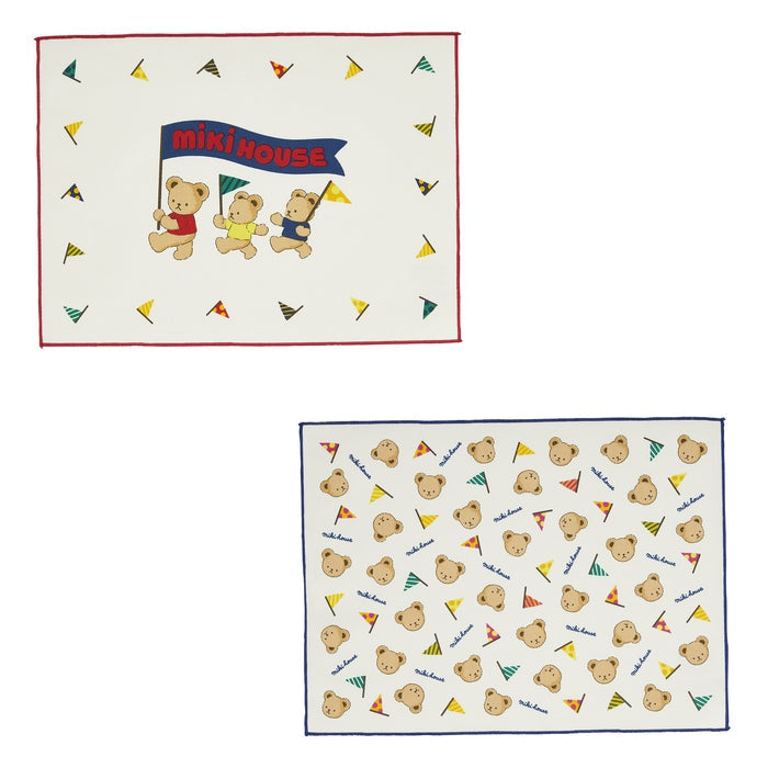 【日本製】MIKI HOUSE 小熊系列 純棉帆布餐墊 2塊裝 35×25cm 附名牌 男女合用