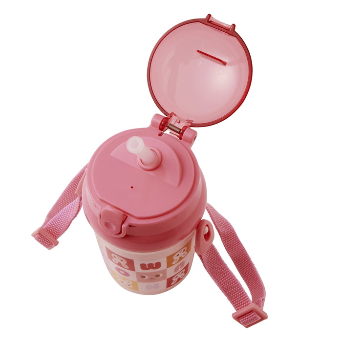 【日本製】MIKI HOUSE 拼圖積木系列 一按彈出吸管水壺 340ml 附肩帶 非保冷款 2色