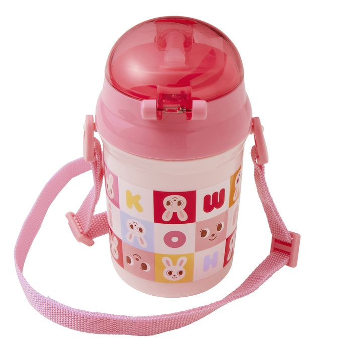 【日本製】MIKI HOUSE 拼圖積木系列 一按彈出吸管水壺 340ml 附肩帶 非保冷款 2色