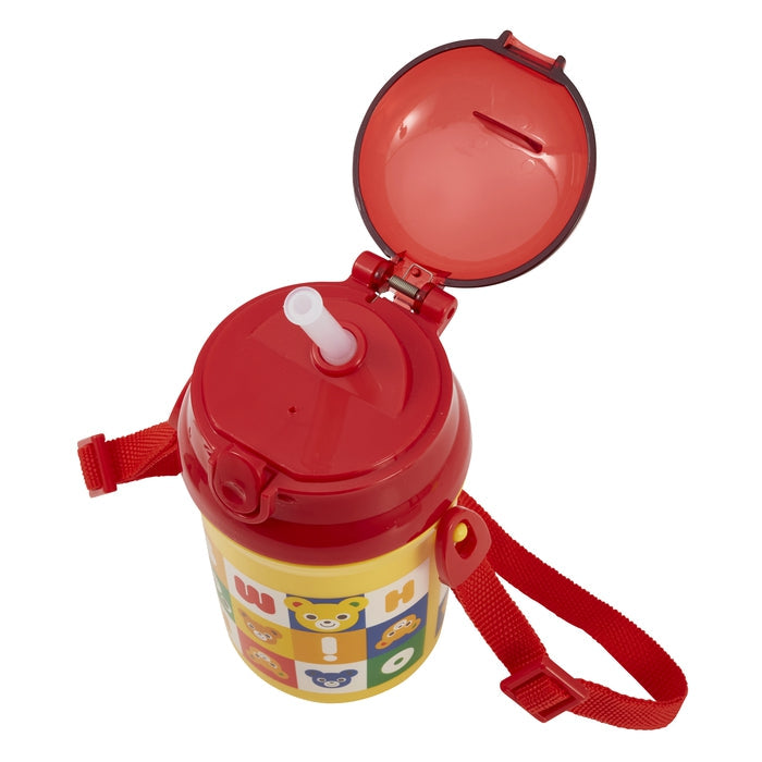 【日本製】MIKI HOUSE 拼圖積木系列 一按彈出吸管水壺 340ml 附肩帶 非保冷款 2色