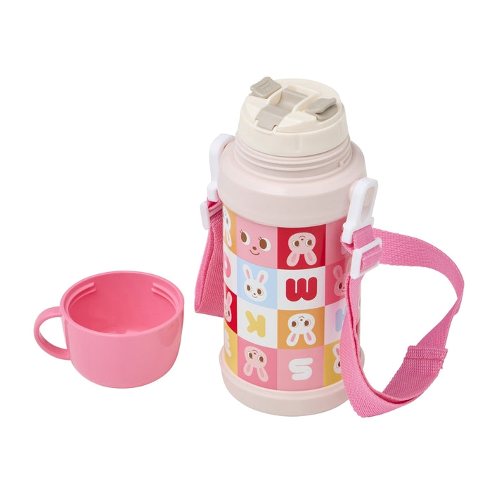 MIKI HOUSE 拼圖積木系列 兩用不銹鋼保溫水壺 杯飲540ml 直飲600ml 雙層真空 附肩帶 2色
