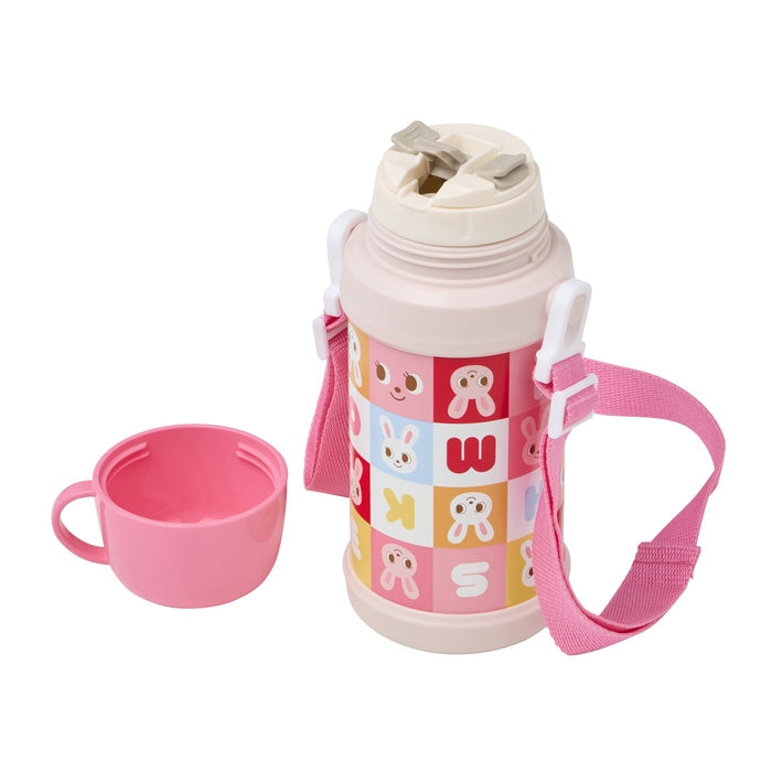 MIKI HOUSE 拼圖積木系列 兩用不銹鋼保溫水壺 杯飲540ml 直飲600ml 雙層真空 附肩帶 2色