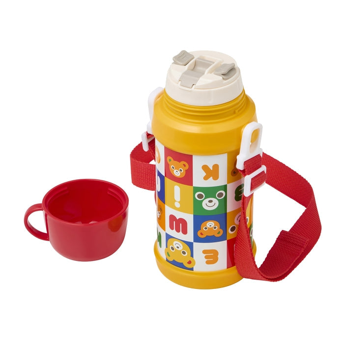 MIKI HOUSE 拼圖積木系列 兩用不銹鋼保溫水壺 杯飲540ml 直飲600ml 雙層真空 附肩帶 2色