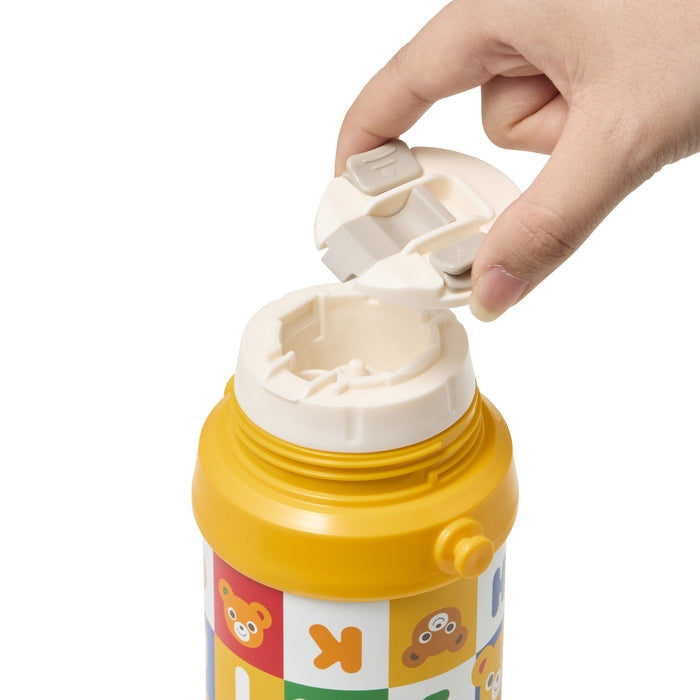 MIKI HOUSE 拼圖積木系列 兩用不銹鋼保溫水壺 杯飲540ml 直飲600ml 雙層真空 附肩帶 2色