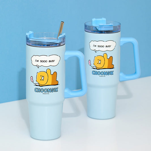 Korea Kakao Friends Chunzhi cartoon blue large capacity portable water cup with handle 887ml 