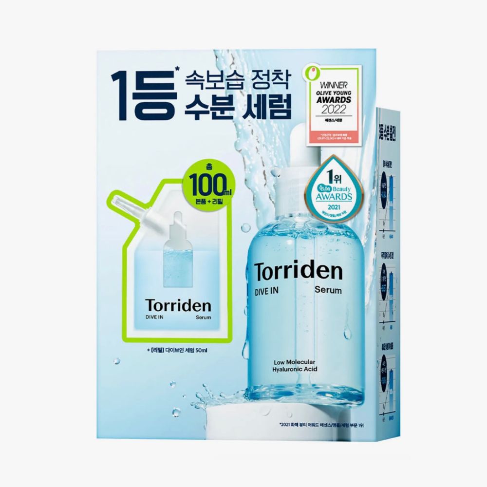 Torriden DIVE-IN 低分子透明質酸補水精華 50ml 補充裝組合（含 50ml 補充包）