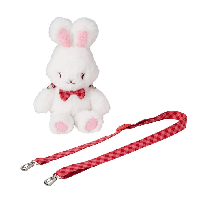 MIKI HOUSE CHIECO SAKU 毛毛小兔Chieco 公仔斜揹小袋 可作毛公仔 可拆格紋肩帶 白色