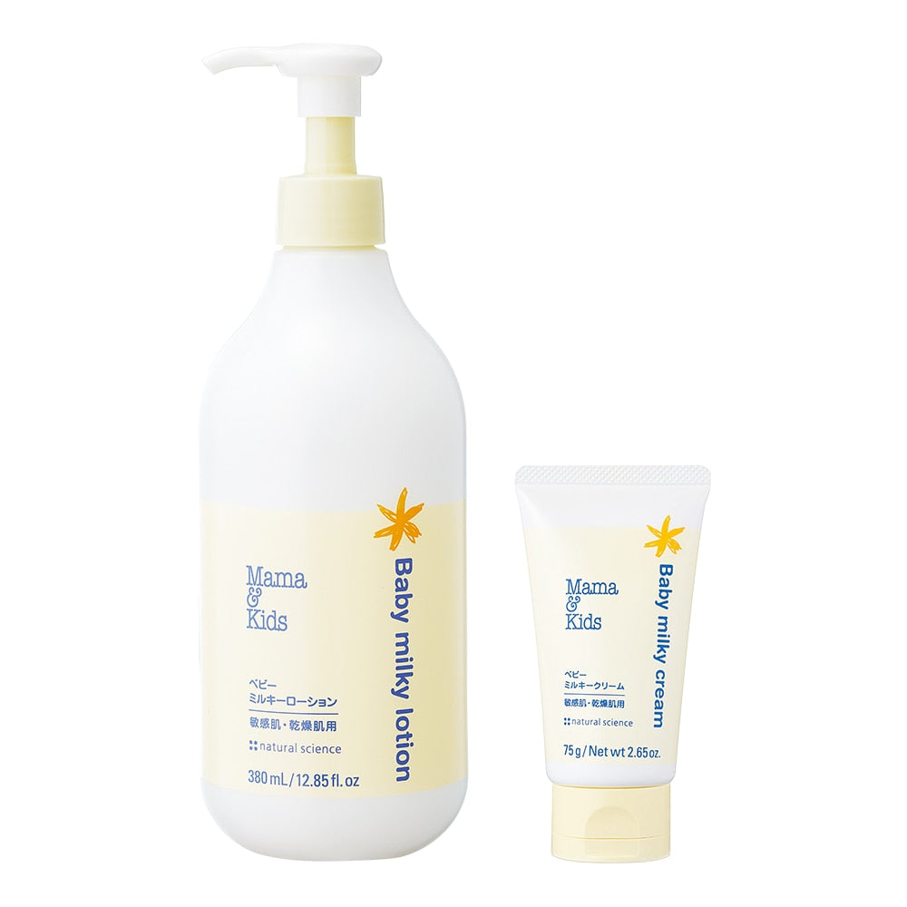 【日本製】MAMA&KIDS 嬰兒保濕乳液380ml＋保濕霜75g套裝
