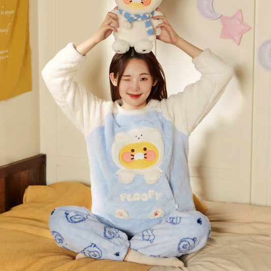 Korean Kakao Friends Winter Furry Pajamas (Women's Free Size - Chunzhi) 